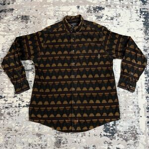 Vintage Woolrich Aztec Southwest Geometric Flannel Long Sleeve AOP Shirt Sz XL